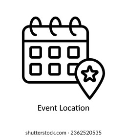 Ilustración de diseño de icono del vector de ubicación de evento. Símbolo de administración de eventos en el archivo EPS 10 de fondo blanco