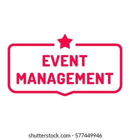 Event management. Badge with star icon. Flat vector illustration on white background.