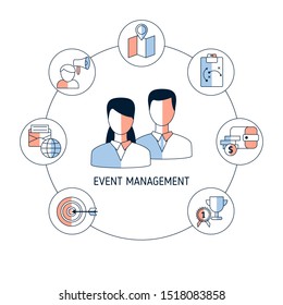 Event Management Concept Icons Vector Illustration Stock Vector ...