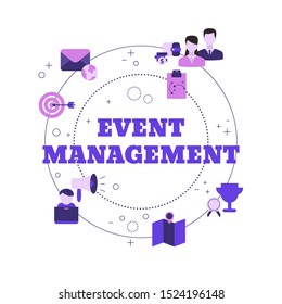 Event management concept with icons. Vector illustration.