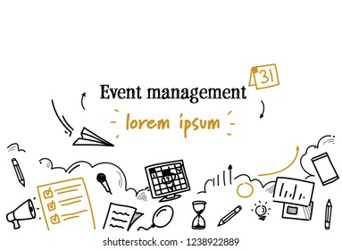 event management concept sketch doodle horizontal isolated copy space