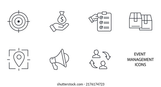event management icons set . event management pack symbol vector elements for infographic web