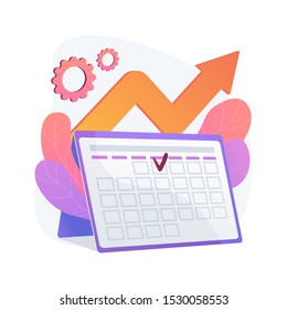 Event management. Performance efficiency, time optimization, reminder. Task and project deadline flat design element. Appointment date reminding. Vector isolated concept metaphor illustration