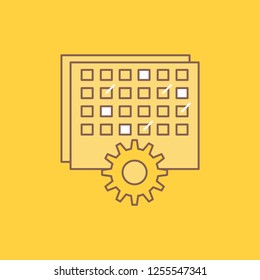 Event, management, processing, schedule, timing Flat Line Filled Icon. Beautiful Logo button over yellow background for UI and UX, website or mobile application