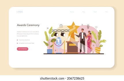 Event management web banner or landing page. Holiday, ceremony or corporate meeting organization. PR company or business conference planning. Isolated vector illustration