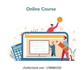 Event manager or service online service or platform set. Celebration or meeting organization. Planning of pr company for business. Online course. Isolated vector illustration