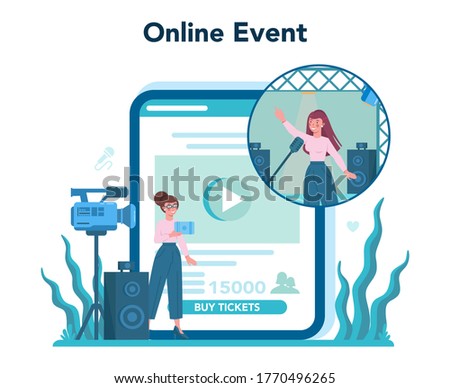 Event manager or service online service or platform. Celebration or meeting organization. Online event. Isolated vector illustration