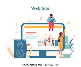 Event manager or service web banner or landing page set. Celebration or meeting organization. Planning of pr company for business. Creative modern profession. Isolated vector illustration
