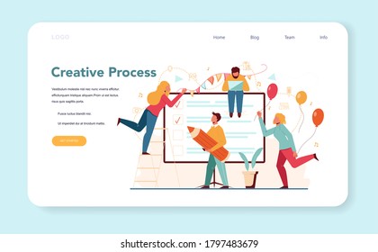 Event manager or service web banner or landing page set. Celebration or meeting organization. Planning of pr company for business. Creative modern profession. Isolated vector illustration