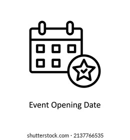 Event Opening Date vector outline icon for web isolated on white background EPS 10 file