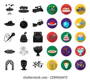Event Organisation black,flat icons in set collection for design.Celebration and Attributes vector symbol stock web illustration.