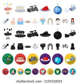 Event Organisation cartoon icons in set collection for design.Celebration and Attributes vector symbol stock web illustration.