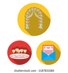 Event Organisation flat icons in set collection for design.Celebration and Attributes vector symbol stock web illustration.
