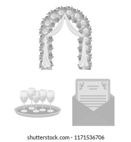 Event Organisation monochrome icons in set collection for design.Celebration and Attributes vector symbol stock web illustration.