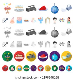 Event Organization cartoon icons in set collection for design.Celebration and Attributes vector symbol stock web illustration.