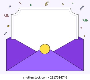event page where ribbons and pollen pieces fly off. illustration set. Bulletin board, paper, manuscript, drawn, background Vector drawing. Hand drawn style.