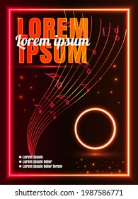 Event party glowing poster background template. Neon lights background template