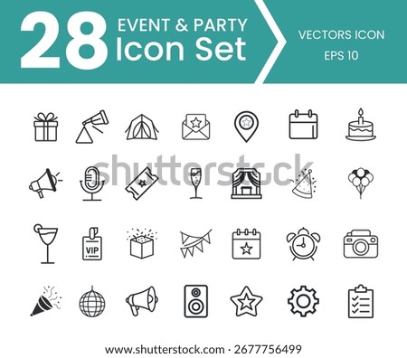 Event and party icon set 28 icons for celebrations and special occasions