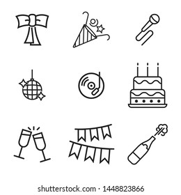 Event party icon set isolated vector illustration