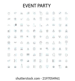 event party icons, signs, outline symbols, concept linear illustration line collection