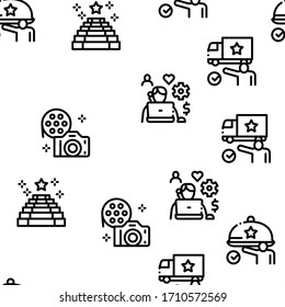 Event Party Planning Seamless Pattern Vector Thin Line. Illustrations