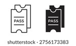 Event pass icon simple outline style. Editable stroke EPS 10