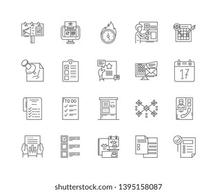 Event planner line icons, signs, vector set, outline illustration concept 