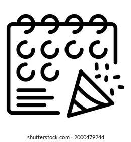 Icono de recordatorio del planificador de eventos. Símbolo de recordatorio de planificador de eventos de esquema icono vectorial para diseño web aislado en fondo blanco