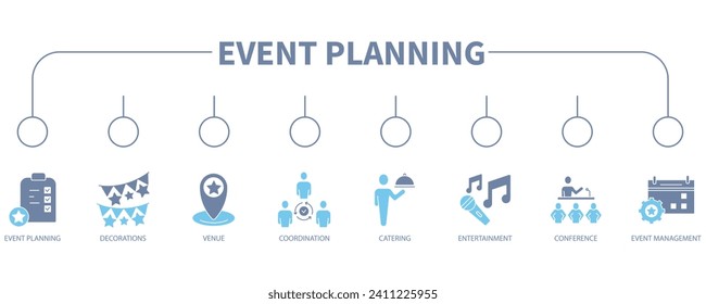Event planning banner web icon vector illustration concept