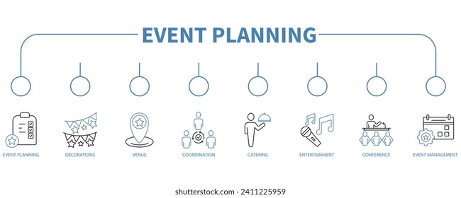 Event planning banner web icon vector illustration concept