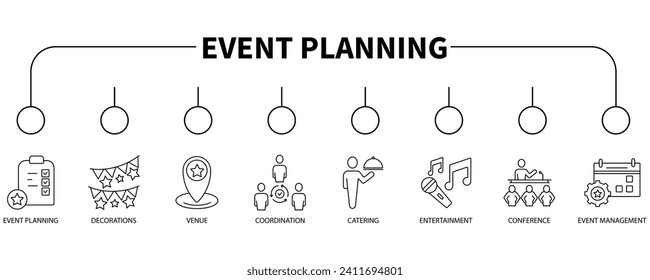 Concepto de ilustración vectorial de icono web de planificación de eventos