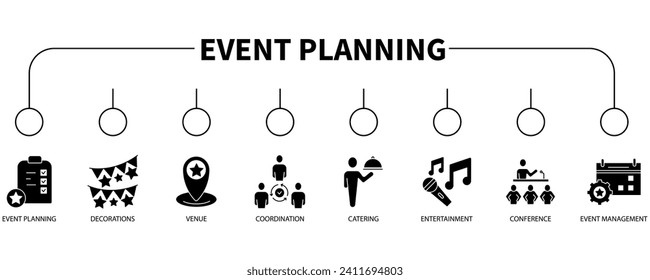 Event planning banner web icon vector illustration concept