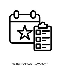 Ilustração de Vetor de Contorno do Ícone de Planejamento de Eventos