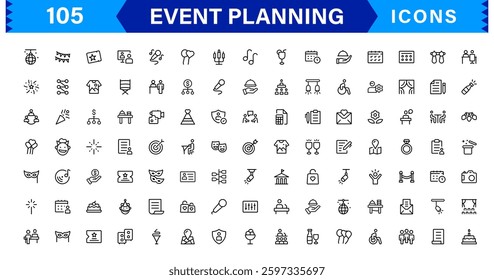 Event Planning Icon Set. High-Quality Icons for Event Organization, Management, Scheduling, and Party Planning Solutions