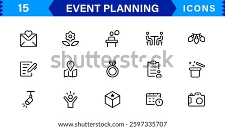 Event Planning Icon Set. High-Quality Icons for Event Organization, Management, Scheduling, and Party Planning Solutions