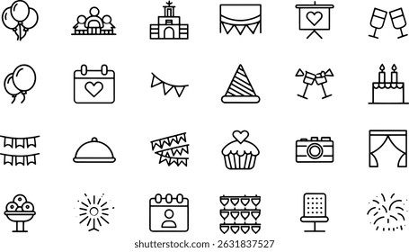 event planning icon set icons in linear style col (3).eps