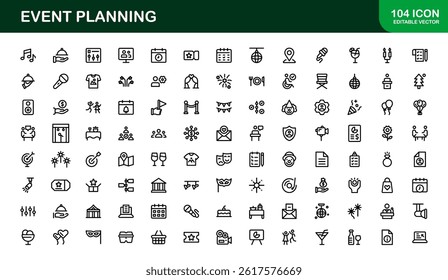 Event Planning Icons Collection for Professional Organizers and Designers – Perfect for Weddings, Parties, Corporate Events, and Celebrations