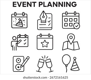 Event Planning icons collection vector File