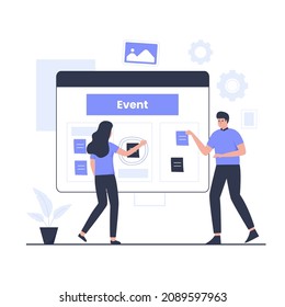 Event planning schedule illustration design concept. Illustration for websites, landing pages, mobile applications, posters and banners