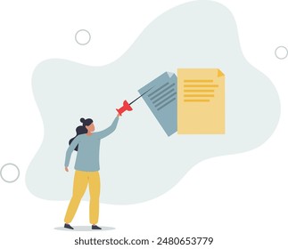Event planning and time management with sticky notes .Work organization with written task reports for effective project plan .flat illustration.