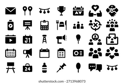 Event Planning Vector Icons – Party, Conference and Celebration Management Set