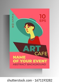 Event poster design template. Multicolored illustration A4 format. Vector 10 EPS.