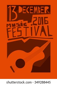 Event poster or flyer with acoustic guitar. Vector flyer