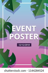 Event poster with monstera leaves