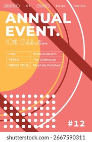 Event poster template with minimal geometric background design.