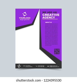 Event purple flyer template. Vector illustration.