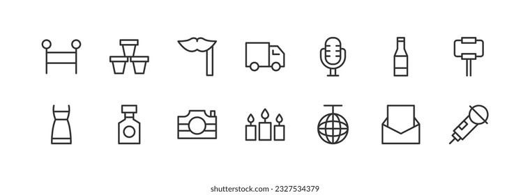 event related icon set. Editable stroke. Pixel Perfect 24x24px icons