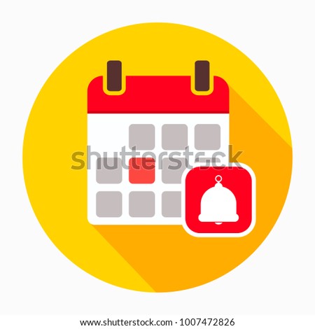 Event reminder icon. Calendar with bell icon vector, filled flat sign, solid pictogram. Agenda reminder symbol. Reminder, calendar, bell, event, icon, notification, sign, vector, agenda, binder, 