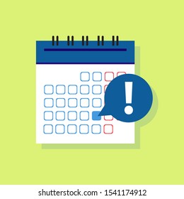 Event reminder icon. Calendar deadline event reminder notification. Problem or Important Caution Day in Month.