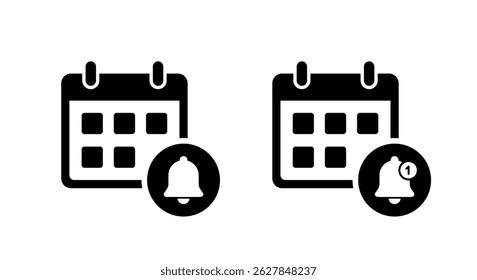 Ícone de lembrete de evento. Calendário com símbolo de sinal de campainha de notificação